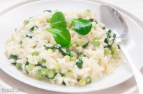Risotto With Fresh Peas And Corn Salad.