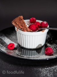 Dark Chocolate Soufflé With Fresh Raspberries-10