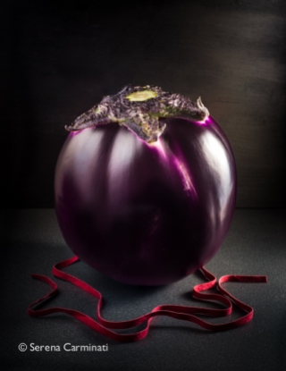 Aubergine with red lace.